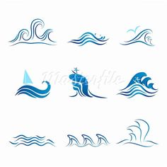 some water waves and boats on a white background