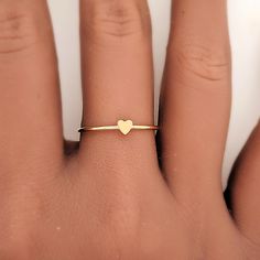 Mother's Day Gift | Small Heart Ring This dainty heart ring includes a 2.5mm heart attached to a 1mm band.  It is the perfect minimal heart ring.  Each ring is made from either 14K rose gold filled, 14K yellow gold filled, or sterling silver wire. Please read our policies before purchase. Connect with us on social media @ShopGoingGolden Minimal Ring Design For Women, Letter Ring Gold For Women, Minimal Rings Gold, Simple Ring Designs Gold, Ring Designs Gold For Women, Gold Ring Design For Women, 2025 Wishlist, Simple Ring Design, Heart Ring Gold