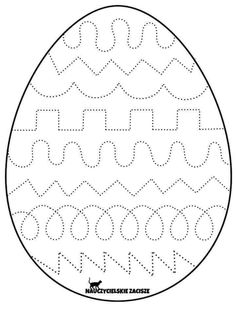 an easter egg with dotted lines and dots to make it easier for children to color