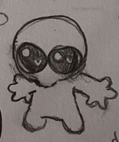 a drawing of an alien with big eyes