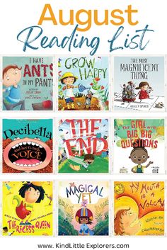 children's books about reading list with text overlay that reads, august reading list