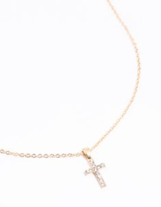 Description  A pretty pendant necklace is perfect for day-to-day wear. Wear one on its own for an elegant look, or layer multiple chains and charms together to create a custom look just for you! This piece boasts a classic design on a fine chain. Elegant Charm Necklace With Cross Pendant And Delicate Chain, Elegant Cross Charm Necklace With Adjustable Chain, Dainty Jewelry With Adjustable Chain And Cross Pendant, Elegant Gold Cross Necklace With Chain, Elegant Personalized Cross Pendant Jewelry, Cross Shape Charm Necklace With Chain As A Gift, Cross-shaped Chain Charm Necklace For Gifts, Cross Shape Charm Necklace As A Gift, Dainty Cross Pendant Charms Jewelry