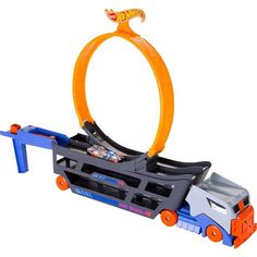 a toy car with an orange ring around it