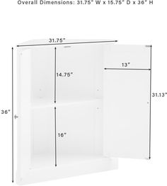 the measurements for an open bookcase are shown