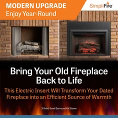 an advertisement for a fire place with the words bring your old fireplace back to life