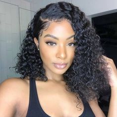 Lace Front Bob Wig Short Curly Fashion Virgin Hair Style - Ross Pretty Hair Official Nadirah Ali, Bob Riccio, Bob Pendek, Curly Bob Wigs, Short Human Hair Wigs, Bob Lace Front Wigs, Deep Wave Hairstyles, Short Bob Wigs, Hair Quality