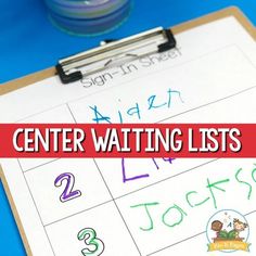 a clipboard with the words center waiting lists on it