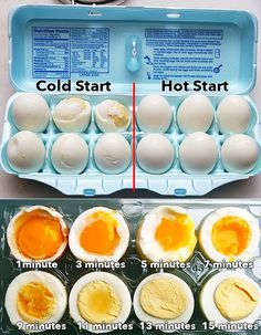 an egg carton with eggs in it and the instructions for how to make hard boiled eggs