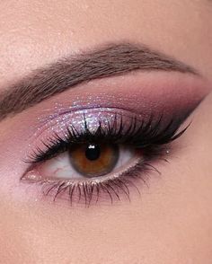 Prom Mauve Dress, Eyeshadow Looks For Purple Dress, Eye Makeup Pink Dress, Prom Makeup For Brown Eyes Pink Dress, Dark Purple Prom Makeup, Prom Makeup For Purple Dress, Pink Silver Makeup, Makeup Looks For Purple Dress, Pink And Silver Makeup