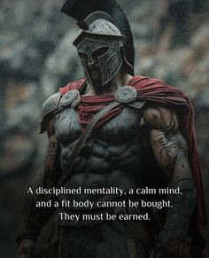 a man in armor with a quote on it