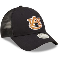 Add a shimmering finishing touch to your Auburn Tigers game day outfits by grabbing this 9FORTYSpark trucker hat from New Era. It features the Auburn Tigers logo on the crown with glimmering details to add a little sparkle to your fandom. Plus, the snapback closure ensures the perfect fit while the mesh panels provide extra breathability when you need it. Officially licensed Structured fit Curved bill Embroidered graphics with glitter details One size fits most Mid Crown Wipe clean with a damp c Tiger Logo, Auburn Tigers, Gameday Outfit, Curves Workout, Day Outfits, Navy Women, Snapback Hat, Auburn, Snapback Hats