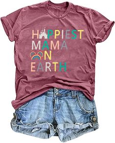 PRICES MAY VARY. Material : This Happiest Mama On Earth Shirt is made of soft and comfy 60% polyester, 35% cotton and 5% spandex and you will feel comfortable because it is friendly to your skin. It makes you very comfortable to wear. Features: Women Happiest Mama On Earth Shirt, Women Magic Kingdom Mom T Shirts, Castle Graphic Tees, Funny Family Vacation Short Sleeve Tops. The well-loved classic round neck can perfectly show the lines of your neck, The simple and elegant print design makes the Magic Kingdom Castle, It's My Birthday Shirt, Graphic Tees Funny, Mothers Day Weekend, Mom T Shirts, Disney Mom, Happy Mama, Funny Family, Family Humor