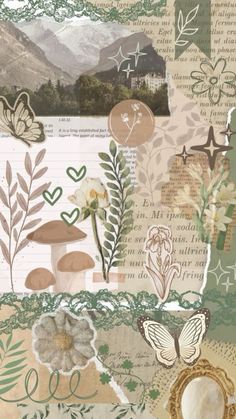 an altered collage with flowers, leaves and other things