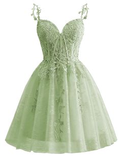 PRICES MAY VARY. ★This lace beaded homecoming dresses for juniors 2023 made by high quality tulle and soft lining. ★Imported ★lace up closure Hand Wash Only ★This short homecoming dresses for teens 2023 features spaghetti strap, a line, v neck, with lace applique, beades,mini,lace up back and built in bra. ★How to Choose Size: Please refer to the left Size Chart before purchasing, if you want a custom made dress, choose the size closest to your own size and email us the measurements of bust, wai Homecoming Dresses For Middle School, Green Dama Dresses, Light Green Dress Short, Sage Green Homecoming Dress, Home Coming Dresses, Teen Dresses, Prom Dress Cocktail, Homecoming Dresses For Teens, Light Green Dress