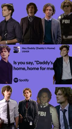 some people are standing in front of a purple background with the words, is you gay daddy's home, home for me?