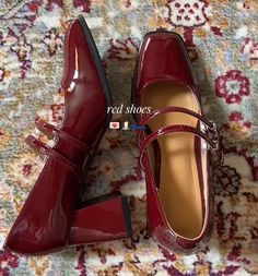 Mary Janes Shoes Aesthetic, Red Mary Jane Shoes Outfit, Cute Red Shoes, Red Mary Janes, Red Mary Jane Shoes, Mary Janes Shoes, Aesthetic 2000s, Emo Outfits, Girly Shoes