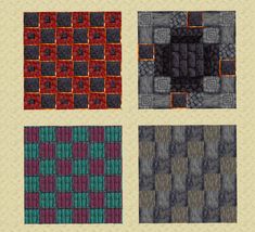 four different colored squares are shown in this image