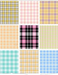 six different plaid patterns in pastel colors