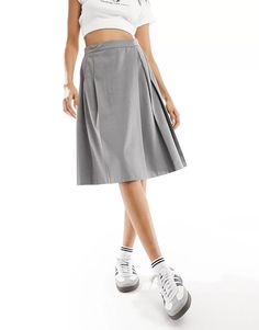 ASOS DESIGN tailored pleated midi skirt in gray | ASOS Pleated Midi Skirt, Midi Skirt, Online Shopping, Latest Trends, Asos, High Rise, My Style, Skirt, Grey