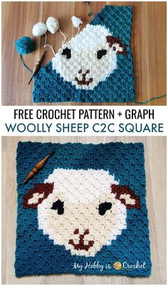 the crochet sheep is laying on the floor