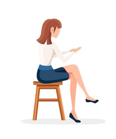 a woman is sitting on a chair and looking at her cell phone, flat style