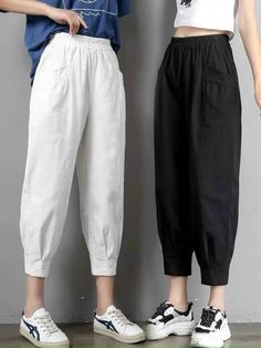 Women Trousers Design, Summer Pants Women, Harem Trousers, Fashion Top Outfits, Pants Women Fashion