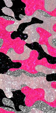 a pink and black camouflage pattern with glitter