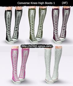 four different types of knee high boots