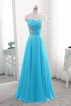 Gorgeous Strapless Sweetheart Beaded Lace up Back A-line Long Party Dr – QueenaBridal