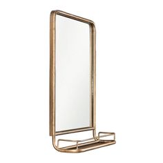 a mirror and shelf on a white background