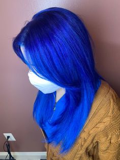 Blue Hair Bright, Vivid Blue Hair, Atlantic Blue Hair, Royal Blue Hair Color, Medium Blue Hair, Indigo Blue Hair, Neon Blue Hair