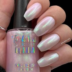 Girl Crush is a gorgeous semi-sheer baby pink shimmer with a green shift . (Also shown applied over our Bridesmaid (Pink) polish as a topper) From our Girlfriend Collection Our Nail Polish is a large 15ml bottle and is Cruelty Free and 5 Free Our Nail Polish is a large 15ml bottle and is Cruelty Free and 21 Free.  What is 21-free? Many nail polishes found in stores may contain toxins. Our 21 Free Nail Polishes avoids these  ingredients: no animal products, toluene, benzene, xylene, formaldehyde Cruelty Free Nail Polish, Bottle Picture, Pink Polish, Pink Nail Polish, Pink Unicorn, Funky Nails, Us Nails, Nail Polishes, Chrome Nails