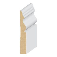 an image of a white skirting board with the corner cut out to look like it is