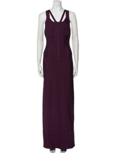 Herve Leger Evening GownPurpleSleeveless with V-NeckConcealed Zip Closure at BackDesigner Fit: Designed for a slim fit, those with a curvy figure may wish to take one size up. Herve Leger, Vintage Holiday Dress, Bandage Dress, Holiday Dresses, Sweater Accessories, Eggplant, Sweater Top, Long Dress, Casual Shirts