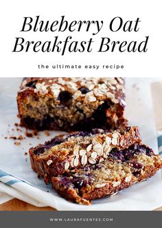 blueberry oat breakfast bread on a plate