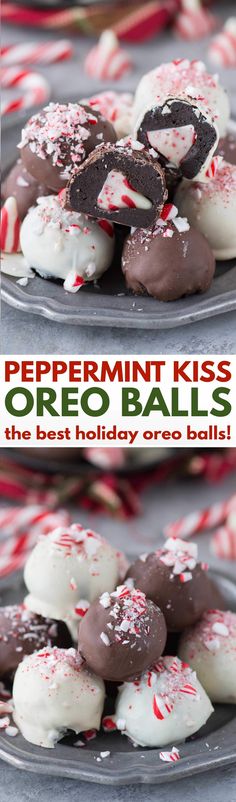 peppermint kiss oreo balls on a plate