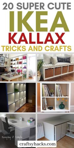 there are pictures of ikea kallax furniture and crafts in this postcard