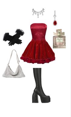 Red Dress Cosplay, Queens Outfits, Blackpink Disney, Descendants Clothes, Rich Girl Style, Homecoming Themes, Vamp Style, Queen Outfits, Queen Of Hearts Costume