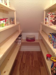 an empty pantry filled with lots of food