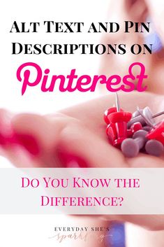 the pin is in someone's hand with text that reads, all text and pin descriptions on pinterest do you know the differences?