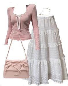 Long Skirt With Long Sleeve Top, Fits With Maxi Skirts, Cute Outfit With Long Skirt, Styling A Long White Skirt, Fits With Long Skirts, Cute Core Outfit Idea, Cute Maxi Skirt Outfits, Skirt Long Outfits, Cute Outfits With Long Skirts