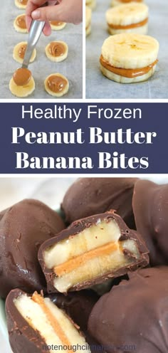 healthy frozen peanut butter banana bites are ready to be eaten