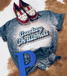 Shipping from the US. Easy 30 day return policy, 100% cotton, Double-needle neck, sleeves and hem; Roomy Unisex Fit. Prada Tshirt, Cowboy Theme, Cowboy Christmas, Bleach T Shirts, Christmas Shirt, Favorite Shirts, Christmas Outfit, Christmas Shirts, Cotton Shirt