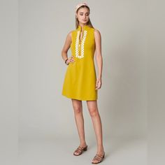 Spartina 449 Added A Little Hardware To This Oh-So-Soft Wear. Our Sleeveless Serena Half-Zip Dress Is The Epitome Of Simple Summer Sophistication, And The Lace Detail Along With Our Golden Zipper + Stand Collar Combine Beauty & Strength In One Effortless Design. Perfectly Packable With Limited Wrinkling For Every Travel Destination. New Without Tags Color: Golden Palm 95% Peruvian Cotton, 5% Spandex Custom Spartina Zipper Pull Lace Detail On Collar & Zipper Soft And Stretchy Material Length From Elegant Yellow A-line Sleeveless Dress, Elegant Yellow Sleeveless Mini Dress, Elegant Yellow Mini Sleeveless Dress, Yellow Sleeveless Mini Dress, Chic Yellow Knee-length Sleeveless Dress, Yellow Sleeveless Mini Dress For Day Out, Mustard Sundress Mini Dress, Chic Yellow Sleeveless Mini Dress, Chic Yellow Sleeveless Dress For Spring