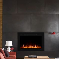 Serene Escape Fireplace Large Fireplace, Wall Mounted Electric Fireplace, Mounted Electric Fireplace, Heat Vents, Modern Flames, Wall Mount Electric Fireplace, Modern Magic, Recessed Wall, Slim Frame