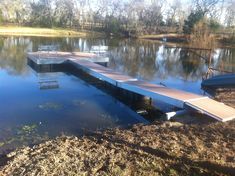 a dock sits in the middle of a body of water