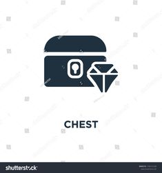 a black and white icon with the word chest in it's center, on a white