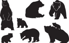 black and white silhouettes of bears