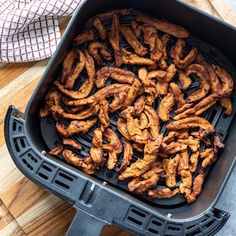 chicken strips are cooked in an air fryer