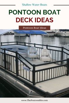 a pontoon boat with seats on the deck is featured in this postcard from the toronto boat show